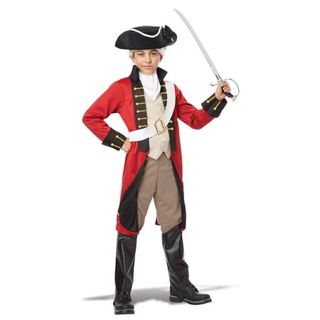 British Redcoat Child Costume, Large, Long Jacket with Attached Vest and Buttons By California Costumes