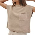 thumbnail image 4 of Gupgi Women Short Sleeve Sweater Knit Crop Top Solid Color Ribbed Tank Top, 4 of 5