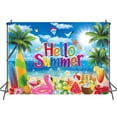 thumbnail image 4 of 7x5FT Hello Summer Backdrop Summer Beach Party Photography Background Tropical Beach Hawaii Party Decorations Photo Props Vinyl, 4 of 6