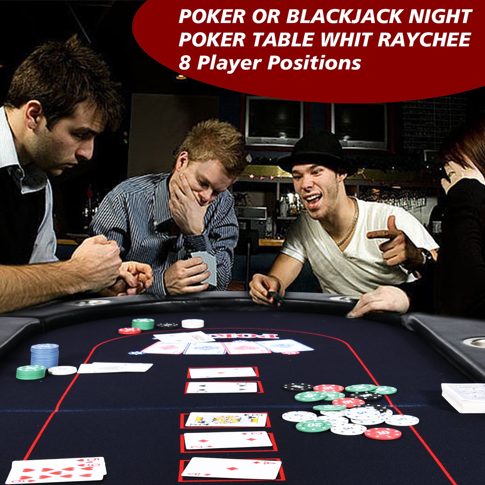 Buy RayChee 8 Player Foldable Poker Table, Texas Holdem Table, Folding