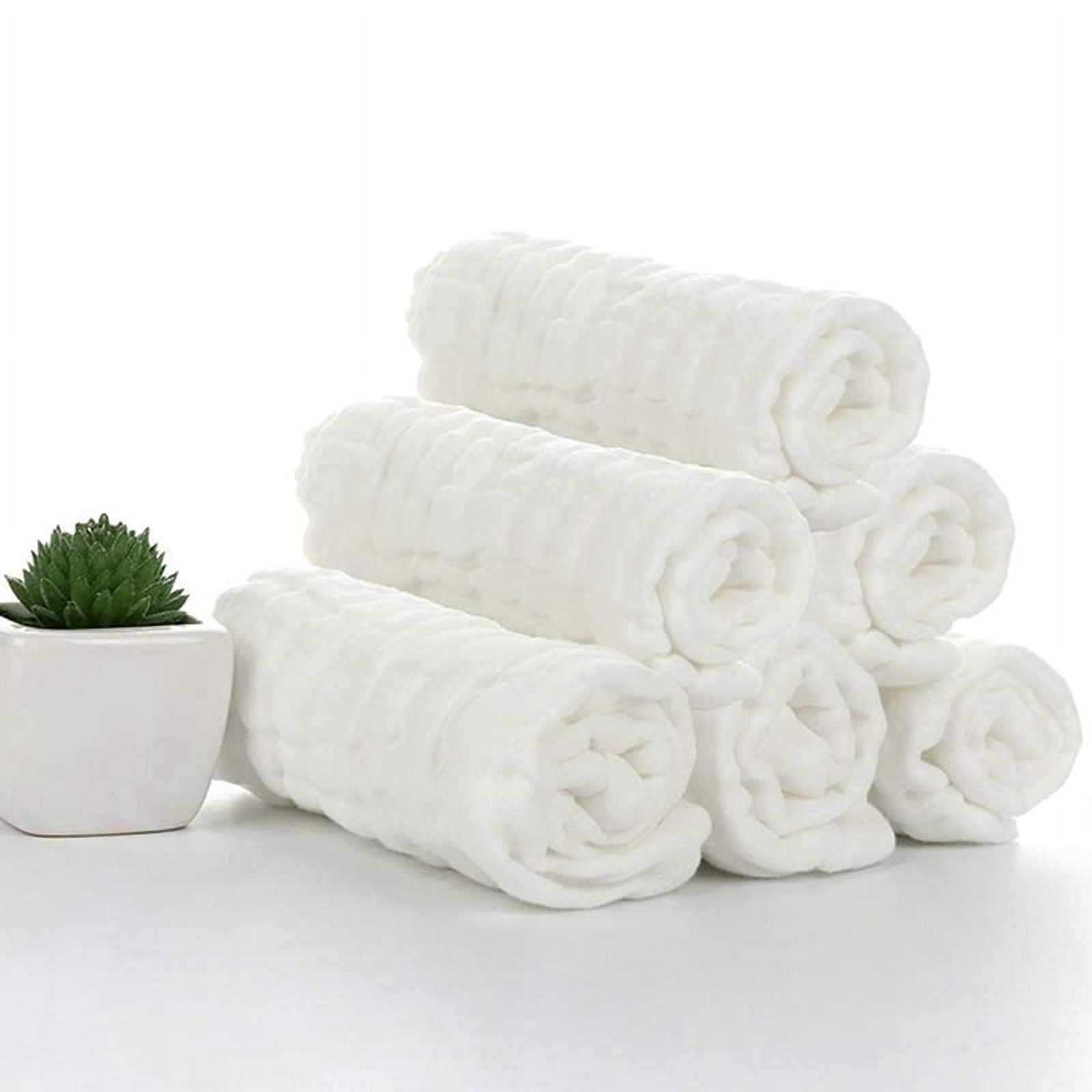 Baby Muslin Bath Towels, 30 Pack of Reusable Soft Absorbent Cotton Baby Face Towel, for Baby's Delicate Skin White