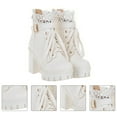 thumbnail image 4 of MLINS  White Comfortable Chunky Heel Boots Formal Occasion Women's, 4 of 8