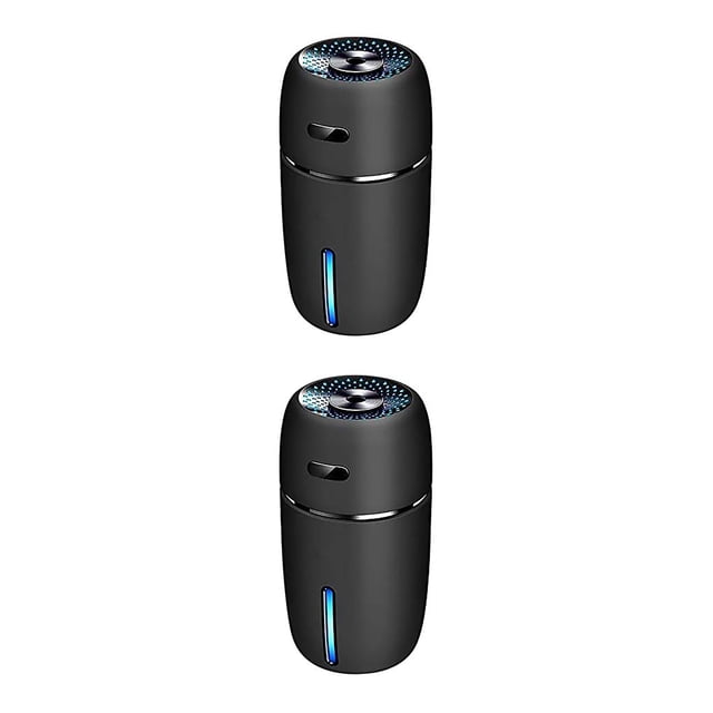 Wisewang USB Air Humidifier with LED Car Diffuser Essential Oil Ultrasonic Mist Sprayer Electric Two Modes Evaporative Purifier Black 2Set
