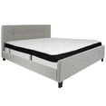 thumbnail image 2 of BizChair King Size Four Button Tufted Upholstered Platform Bed in Light Gray Fabric with Mattress, 2 of 6