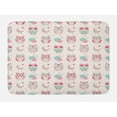 thumbnail image 1 of Owls Bath Mat, Owls Stars Moon Patterns in Feminine Soft Colors Symmetric Design Artwork, Non-Slip Plush Mat Bathroom Kitchen Laundry Room Decor, 29.5 X 17.5 Inches, Almond Green Pink Tan, Ambesonne, 1 of 2