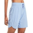 thumbnail image 2 of BALEAF Women's 7" Long Running Shorts Athletic Workout Gym Quick Dry Hiking Shorts High Waisted Zipper Pocket Blue L, 2 of 7