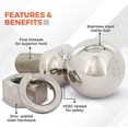 thumbnail image 3 of Goreks Trailer Hitch Ball Durable Stainless-Steel Construction 2-5/16 Inch Diameter, 1 Inch Shank, 7,000-Pound Load Rating, Includes Hex Nut and Lock Washer, 3 of 7