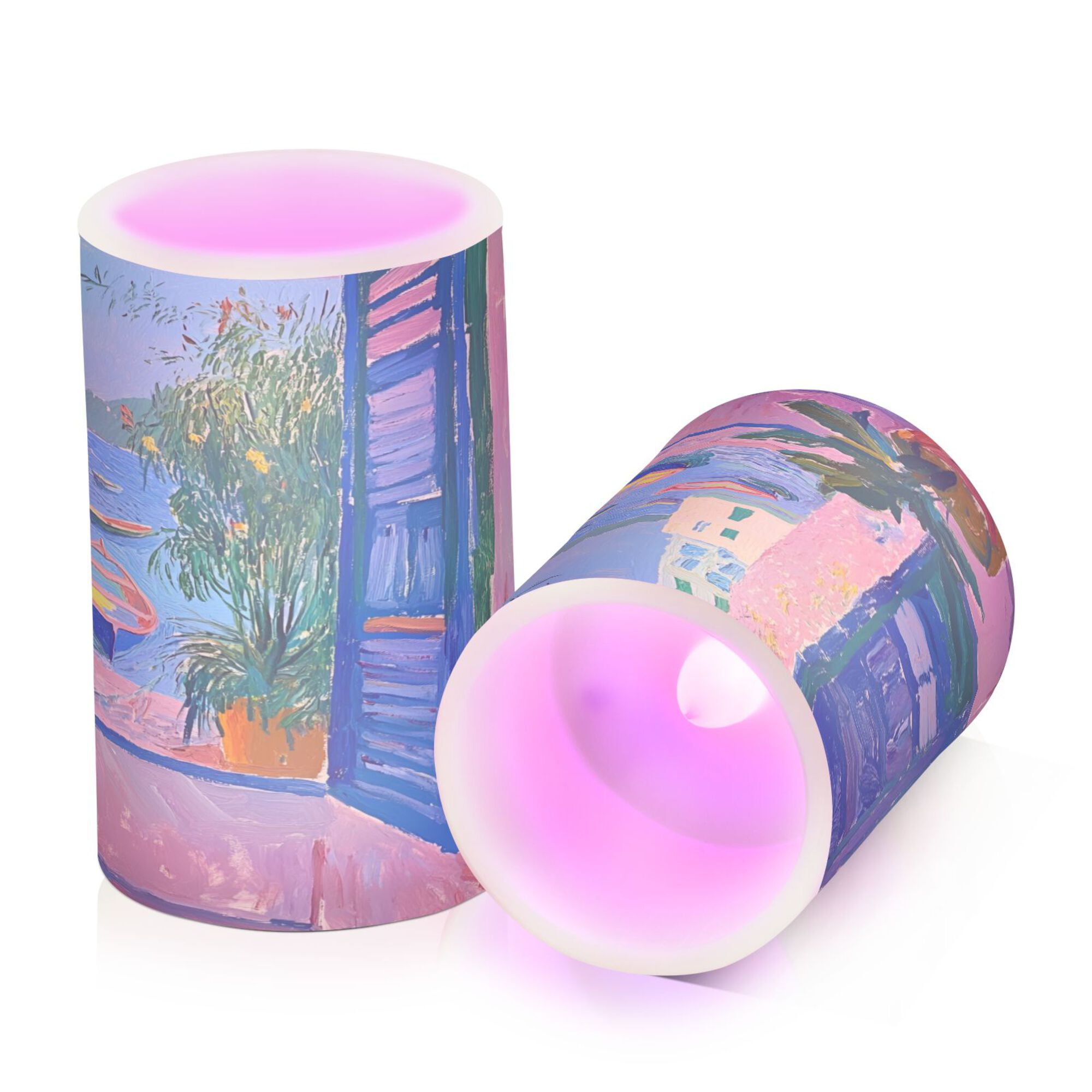 Yayeee Flameless Candles with Remote Flickering Battery Operated Multi Color Changing, Purple Window