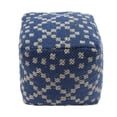 thumbnail image 3 of Noble House Corinthian Polystyrene Fabric Cube Pouf in Blue and White, 3 of 4