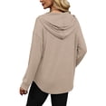 thumbnail image 4 of Fmbrln Hoodies for Women Long Sleeve V Neck Lightweight Hooded Sweatshirts Fashion Solid Pullover Tops, 4 of 7