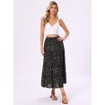 thumbnail image 4 of DARING DIVA Women's Floral Maxi Skirt Elastic High Waist A Line Skirts X-Large Black, 4 of 6