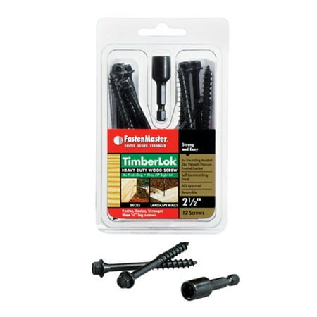 

Omg Fastenmaster 12 Pack 2.5 Timberlok Heavy Duty Wood Screw Head Sta