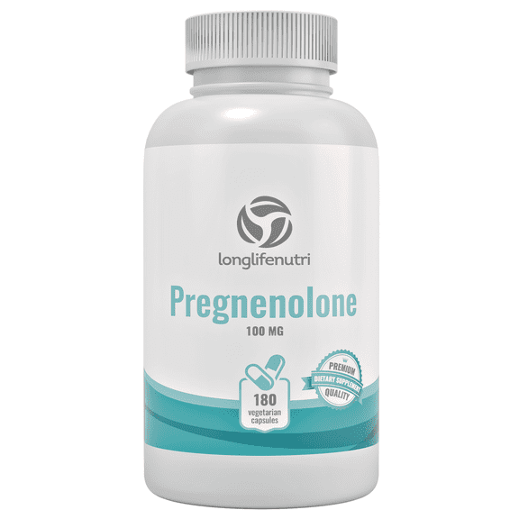 LongLifeNutri Pregnenolone 100mg - 180 Vegetarian Capsules, For Brain Health