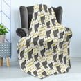 thumbnail image 4 of Dog Soft Flannel Fleece Throw Blanket, Sketch Style Canine with Abstract Yellow Toned Dots Greyscale Cartoon Pets, Cozy Plush for Indoor and Outdoor Use, 60" x 80", Grey Marigold White, by Ambesonne, 4 of 5