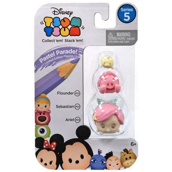 Jakks Pacific Disney Mini Tsum Tsum Flounder Sebastian & Ariel Action Figures, 3-Pack