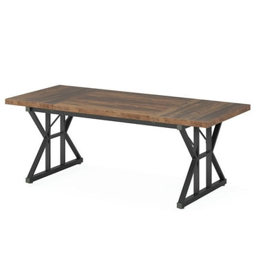 Barara King Home Office Desk, Computer Desk,6FT Conference Table, Rectangle Meeting Room Table Executive Desk,Light Walnut & Black