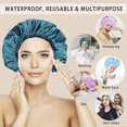thumbnail image 2 of Gorros de ducha CHFONG para mujer reutilizables, 4 unidades, dobles impermeables, 2 of 8