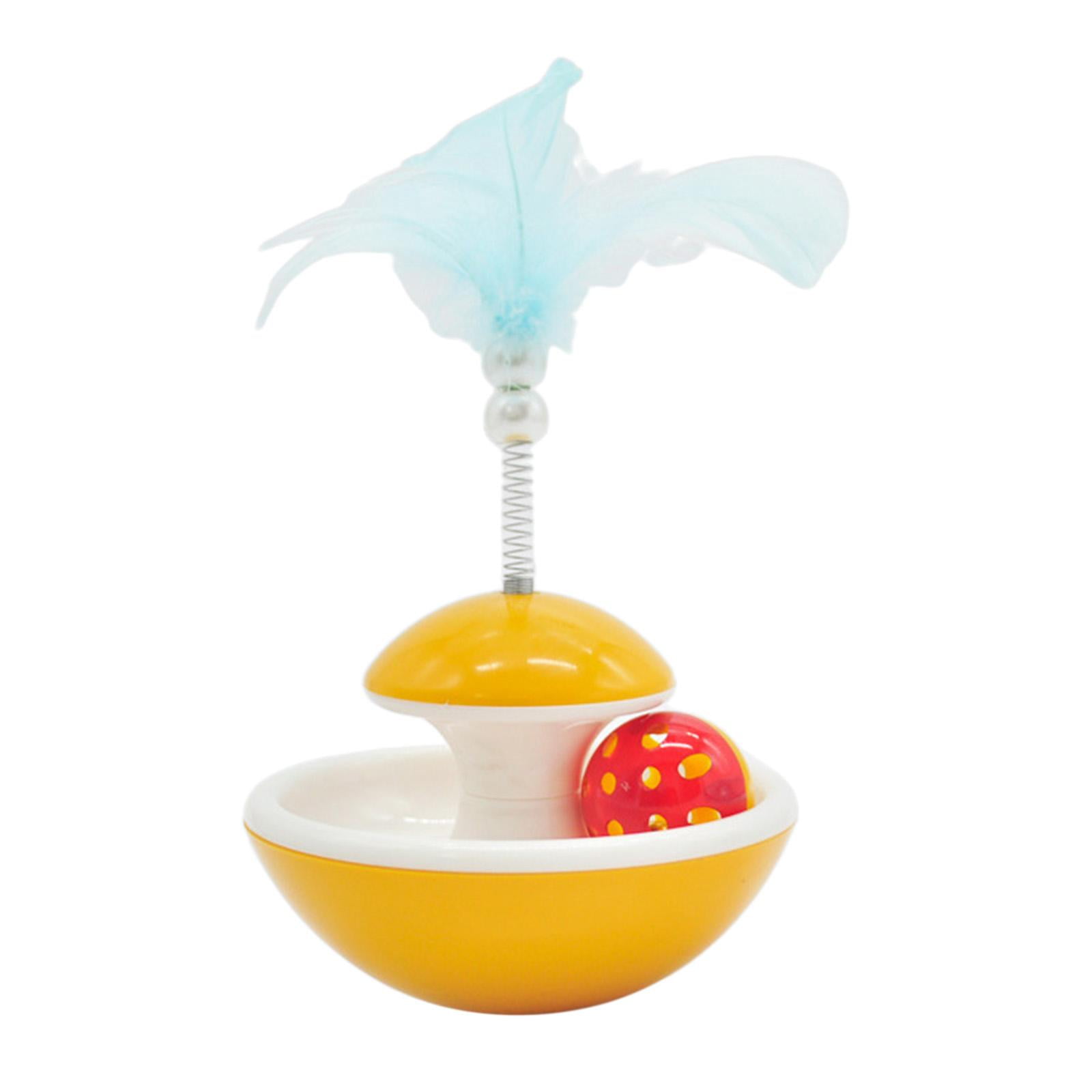 Serenable 2xInteractive Cat Teaser Toys Feather Ball for Exercising Yellow
