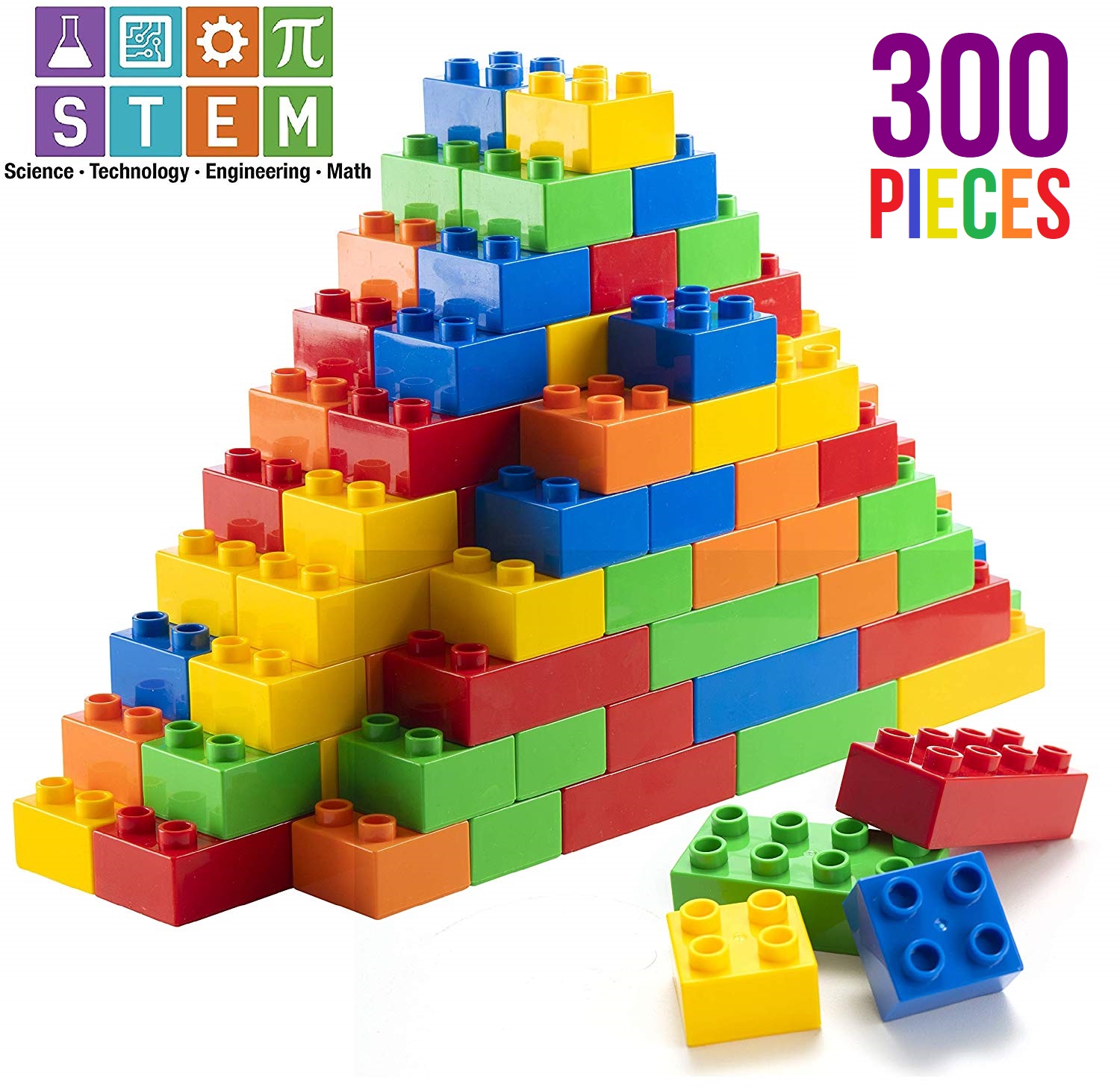 Prextex 300 Piece Classic Big Building Blocks STEM Toy Bricks Set 