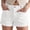 White, variant on Women's Mid-Rise Stretchy Denim Hot Shorts Y2K Vintage Washed Rolled Hem Jean Shorts with Adjustable Waist and Patch Pockets