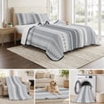thumbnail image 6 of Twin XL Quilt Set 68''x98'', Grey Striped Lightweight Bedspread Coverlet Set with 2 Pillow Shams, Modern Geometric Abstract Art Contemporary Breathable All Season Quilt Bedding for Dorm/Guest Room, 6 of 9