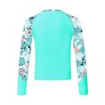 thumbnail image 2 of YEAHDOR Kids Girls Long Sleeve Swim Tops Butterflies Print Surfing Swimming Sweatshirt Rash Guard Tops Teal 14, 2 of 5
