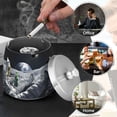 thumbnail image 4 of Yayeee Ashtray with Lid for Cigarette Smokeless Stainless Steel Home Ash Holder, Astronaut with Beer, 4 of 7