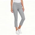 thumbnail image 4 of HongQid Women's Cropped Pants Elastic Waist Rolled Hem High Waisted Casual Work Petite Capri Trousers with Pockets, 4 of 7