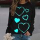 thumbnail image 3 of Gibobby Sudadera sin capucha y ocio Sudadera con capucha estampada sin capucha con cuello redondo para el día de San Valentín para mujer (Negro, S), 3 of 4