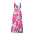 thumbnail image 4 of Vestido de verano para mujer con estampado de moda y cuello en V sin mangas con cinturón casual Fridja  hj6018, 4 of 8