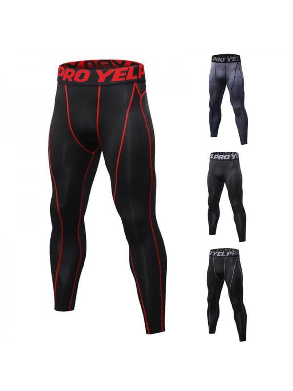 Project Retro AA Men's Compression Pants with Pockets, Cool Dry Long Base  Layer Underwear, Sport Workout Running Leggings Gym Tights