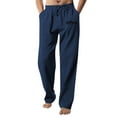thumbnail image 1 of WEAIXIMIUNG Winter Overalls Men Men's Figure Flattering Linen Pants Fashionable Pure Color Casual Flat Front Work Pants, 1 of 8