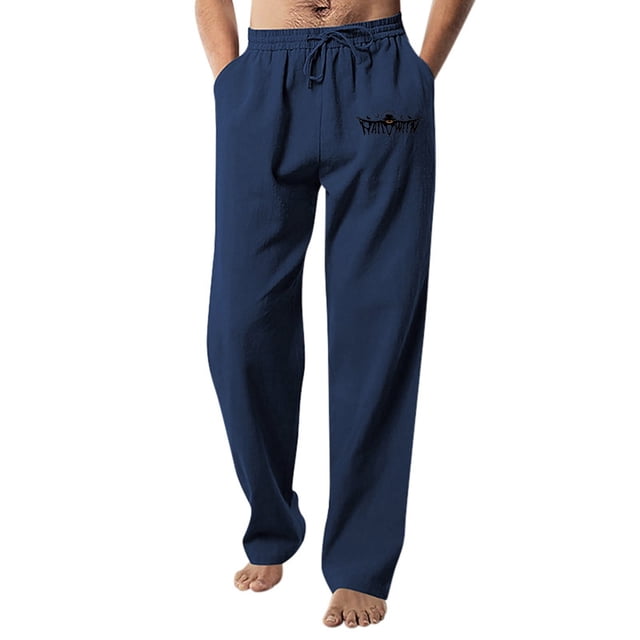 WEAIXIMIUNG Winter Overalls Men Men's Figure Flattering Linen Pants Fashionable Pure Color Casual Flat Front Work Pants