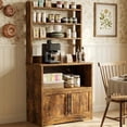 thumbnail image 3 of TROPOW Bakers Rack with Power Outlet and 2 Doors, 63" Tall Farmhouse Wood Microwave Stand with Hutch & 3 Shelves, Coffee Bar Cabinet with Thick Counter, Sturdy Frame, for Kitchen, 3 of 9