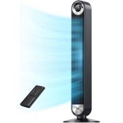 Dreo Tower Fan for Bedroom, Upgrated DC 9 Speeds Ultra-Quiet Floor Fan, 90° Oscillating Fans for Indoors with 28ft/s Velocity, 12H Timer, Standing Fans, Bladeless Fan Powerful for Home Office Room