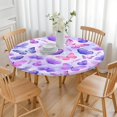 thumbnail image 3 of Purple Butterfly Lavender Pattern Round Fitted Tablecloth with Elastic Edge,Dining Table Cover Waterproof,Outdoor Round Tablecloth for Camping,Dining,Indoor and Outdoor, 3 of 7