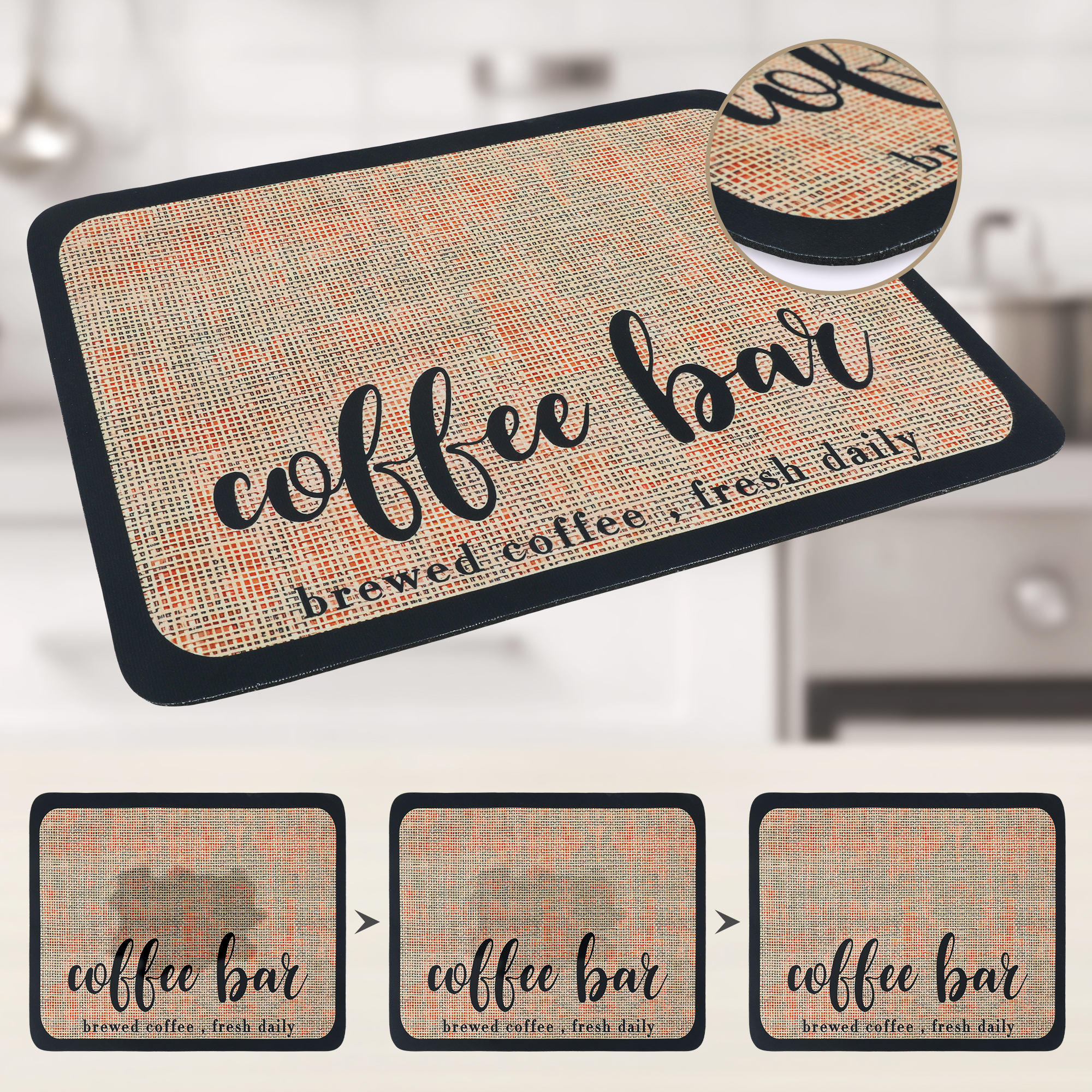 Unique Bargains Diatomaceous Coffee Bar Mat Quick Dry Dish Drying Mats Khaki 19.7*15.7 in