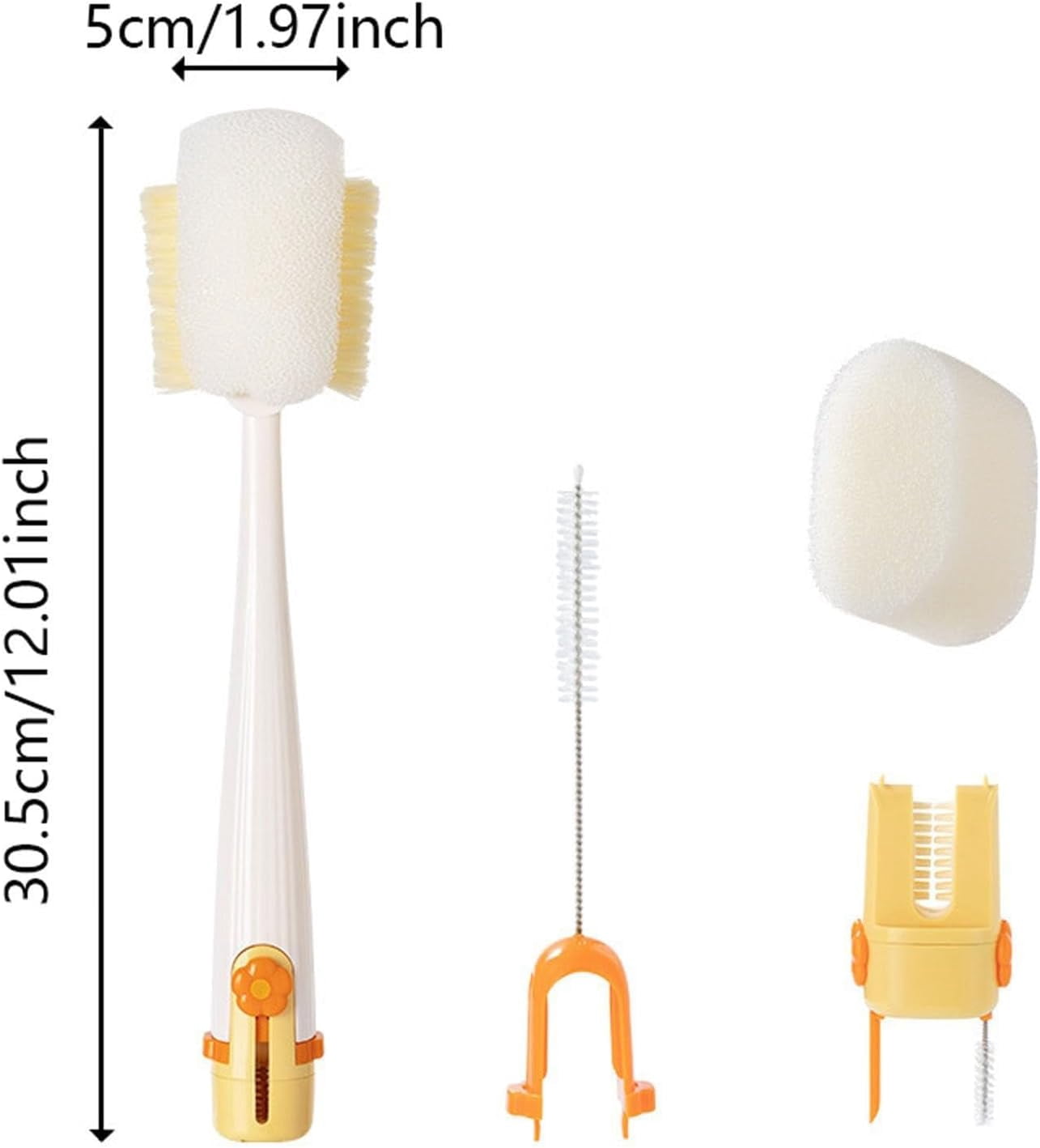 5-In-1 Bottle Cleaning Brush Set With Long Handle for Water Bottles and Cups
