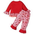 thumbnail image 5 of Ulanda Toddler Girl Valentines Outfit Baby Ruffle Sleeve Shirt Flared Pant Set St Patricks Day Clothes (Red, 4-5 Years), 5 of 9