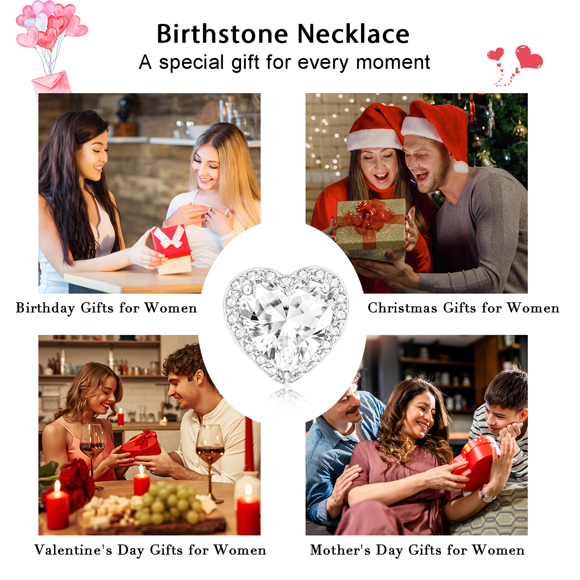 APSVO 925 Silver Plated Heart Birthstone Necklace photo 8