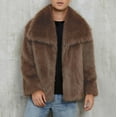 thumbnail image 4 of Miluxas Mens Luxury Faux Fur Jacket Fluffy Furry Coats Lapel Collar Long Sleeve Outerwear Winter Warm Cardigans Brown, 4 of 7