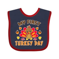 Inktastic My First Turkey Day with Turkey and Leaves Boys or Girls Baby Bib