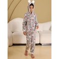 thumbnail image 3 of Pijamas navideños para niñas y niños, ropa de dormir de franela suave y cálida, pijama con capucha, Onesies con estampado gris, Invierno, 3 of 4