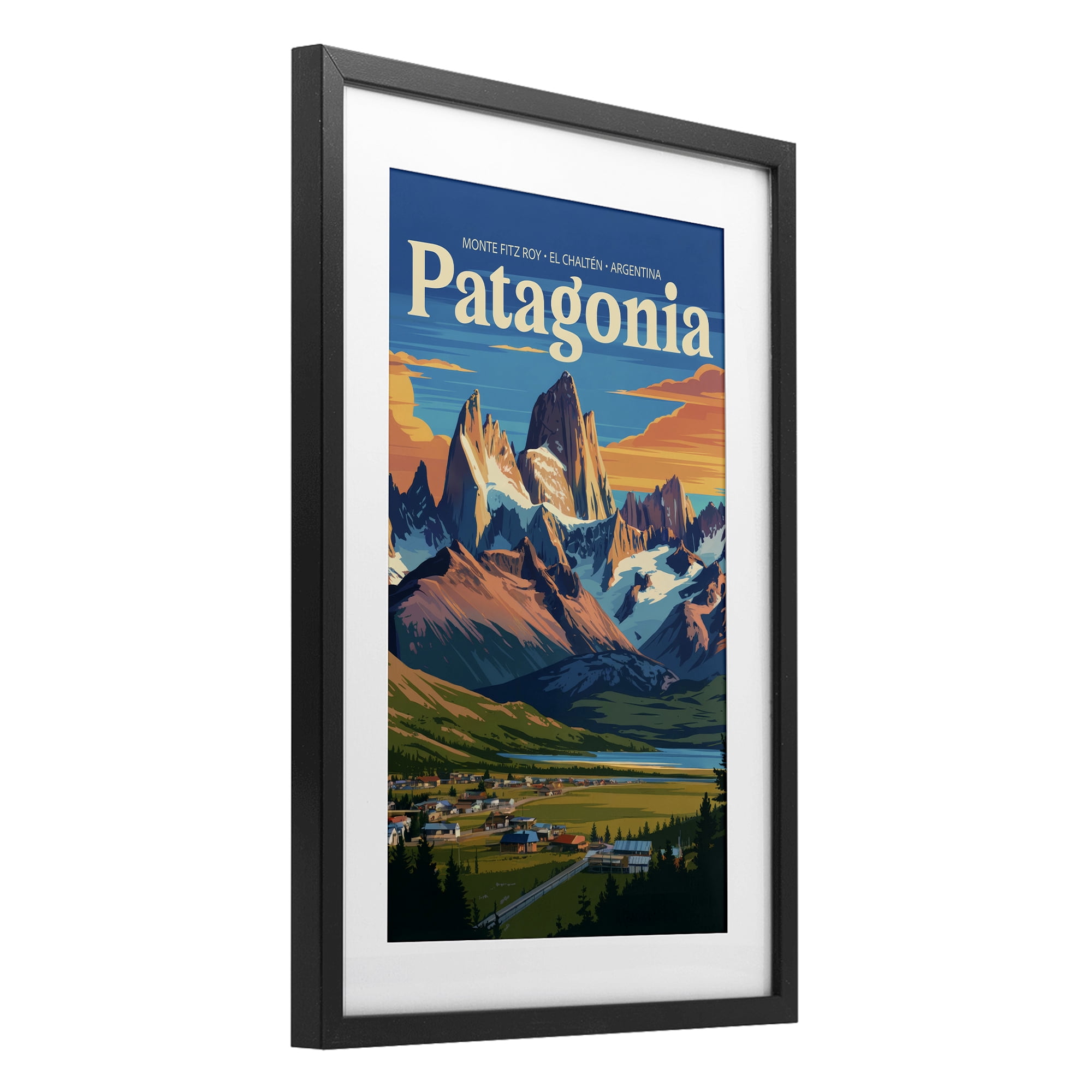 Stupell Industries Patagonia Valley Landscape Black Framed Print Under Glass, design by Andreas Magnusson