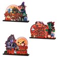 thumbnail image 1 of Pack of 3 Happy Halloween Wooden Centerpieces Vampire Pumpkin Witch Trick or Treat Table Decorations, 1 of 5