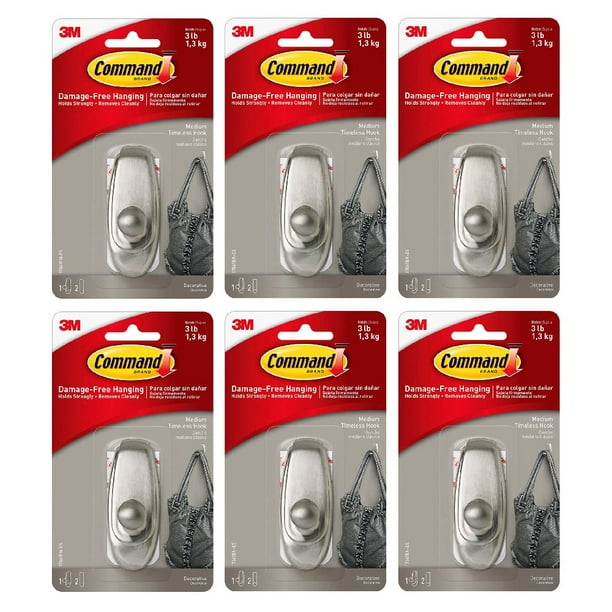3M Command 17061BN Medium Timeless Hook Decorative Hook Holds 3 Pounds
