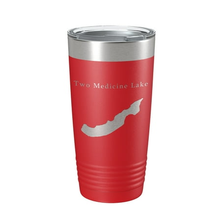 

Two Medicine Lake Map Tumbler Travel Mug Insulated Laser Engraved Coffee Cup Montana 20 oz Red