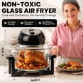 thumbnail image 4 of Granitestone 16Qt Large Glass Air Fryer Non Toxic – Family Sized Airfryer Cooker with 3 Cooking Levels, Stainless Steel Racks, Chicken, No Preheat, Self Cleaning, Dishwasher Safe, Black, 4 of 8