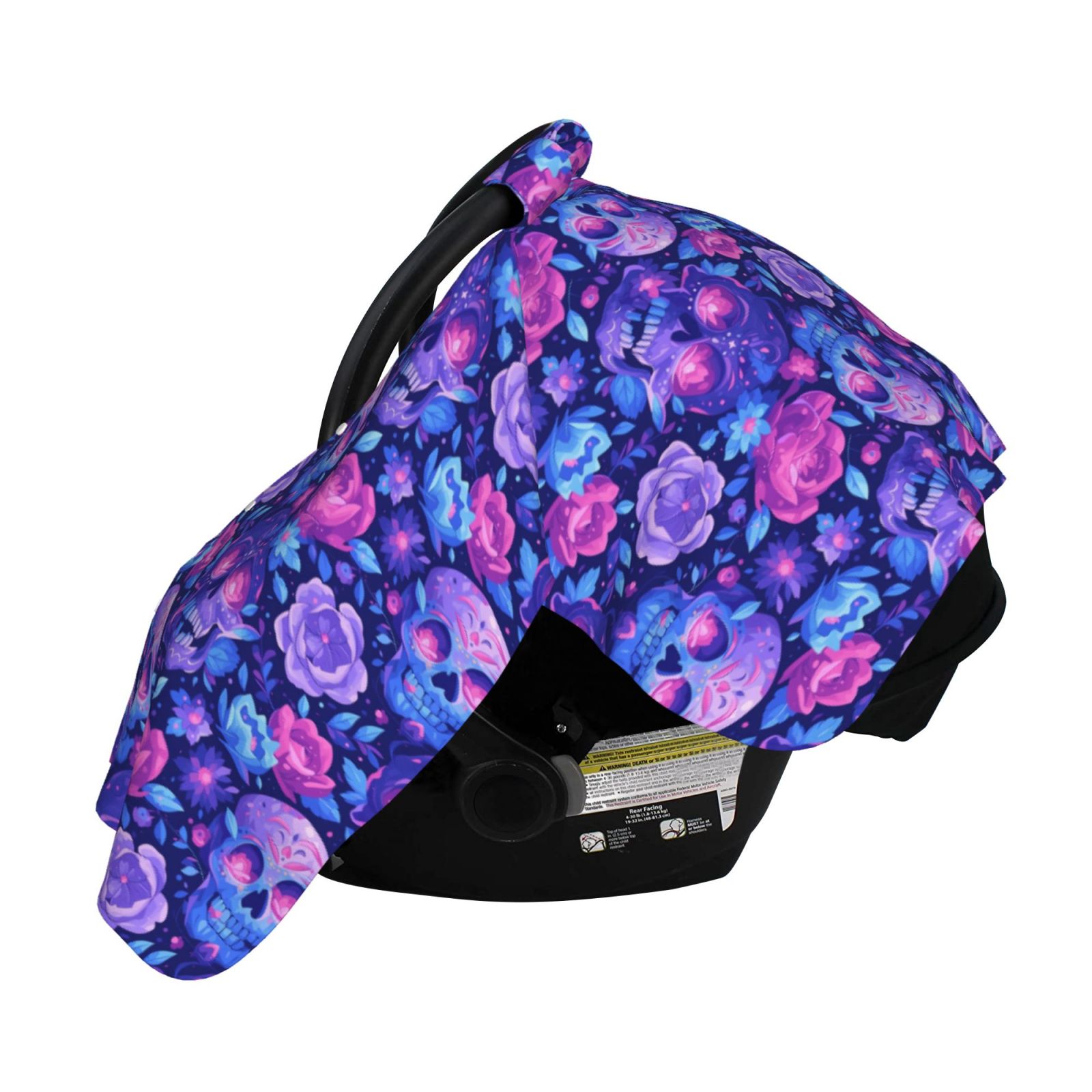 Naloa blue Skull purple flower1 Baby Car Seat Cover, Breathable Baby Carrier Cover, Multiuse Baby Carrier Cover & Nursing Breastfeeding Cover