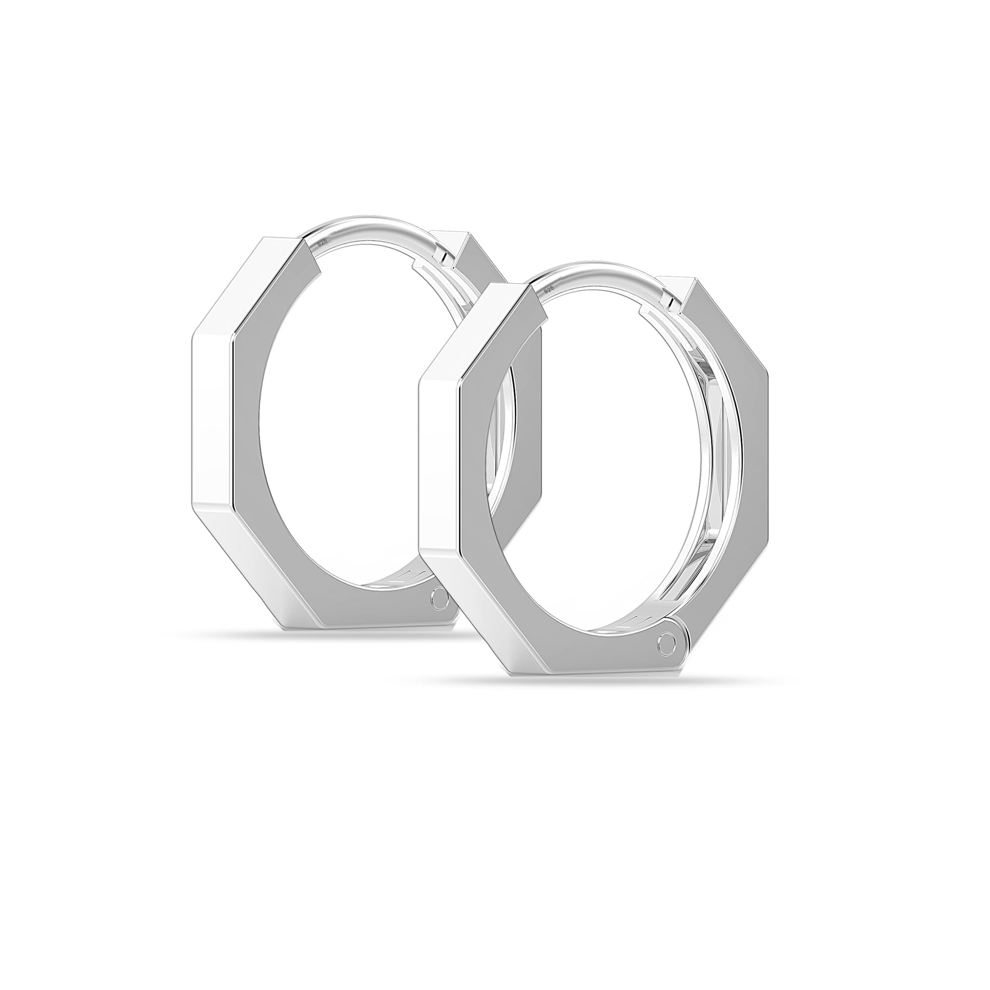 LeCalla Men's 925 Sterling Silver Small Huggies Hoop Earrings | Chunky Cuff Huggie Hoop Earring for Men 15MM